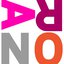Logo mit den Buchstaben A, R, N, O in pink, lila, grau und orange, die in unterschiedlicher Richtung angeordnet sind.